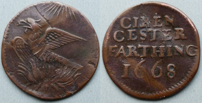 Cirencester, borough issue 1668 farthing N1617 Cirencester, borough issue 1668 farthing N1617